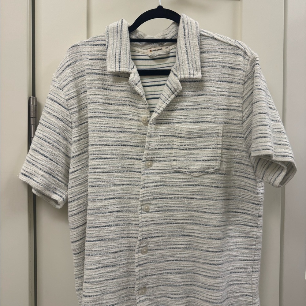 Marine Layer Textured Striped Button-Down Shirt